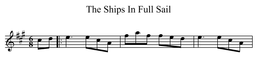 The Ships In Full Sail - staff notation