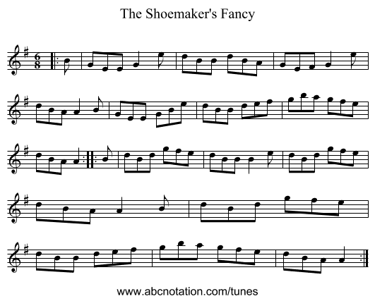 The Shoemaker's Fancy - staff notation