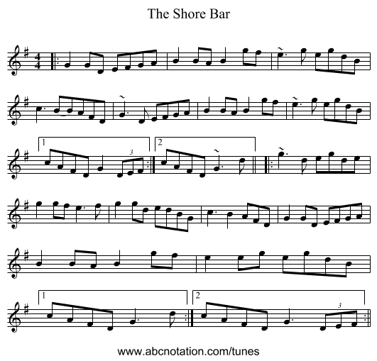 The Shore Bar - staff notation