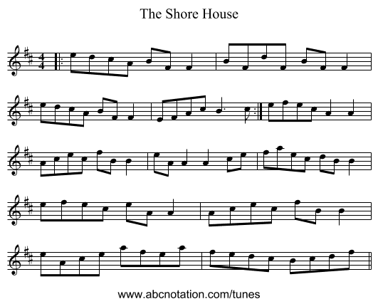The Shore House - staff notation
