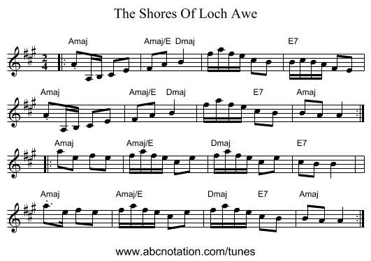 The Shores Of Loch Awe - staff notation