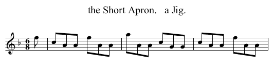 the Short Apron.   a Jig. - staff notation
