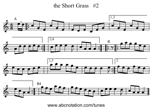 the Short Grass   #2 - staff notation