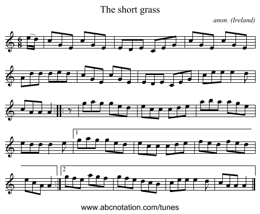 The short grass - staff notation