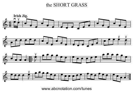 the SHORT GRASS - staff notation