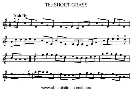 The SHORT GRASS - staff notation
