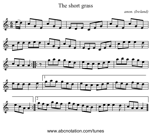 The short grass - staff notation