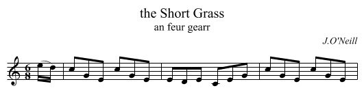 the Short Grass - staff notation