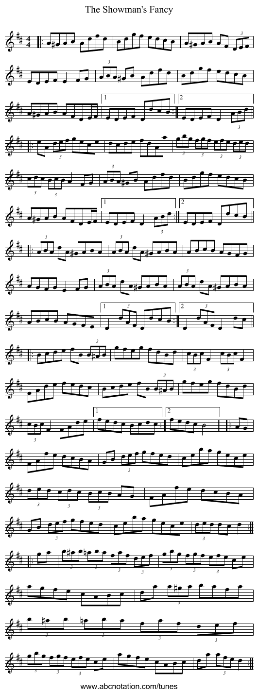 The Showman's Fancy - staff notation