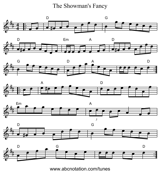 The Showman's Fancy - staff notation