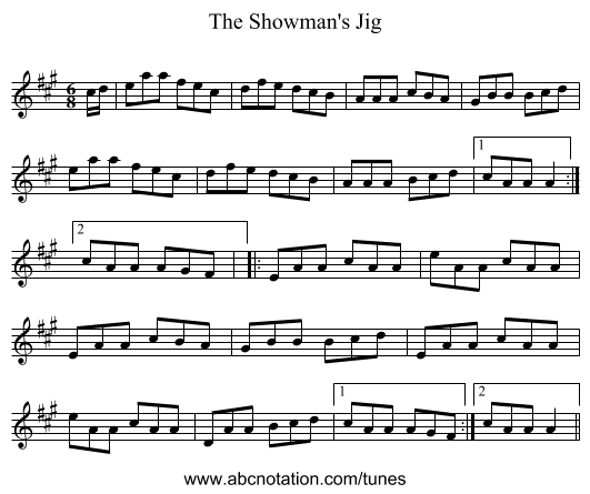 The Showman's Jig - staff notation