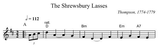 The Shrewsbury Lasses - staff notation