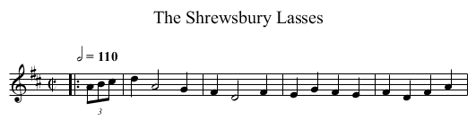 The Shrewsbury Lasses - staff notation
