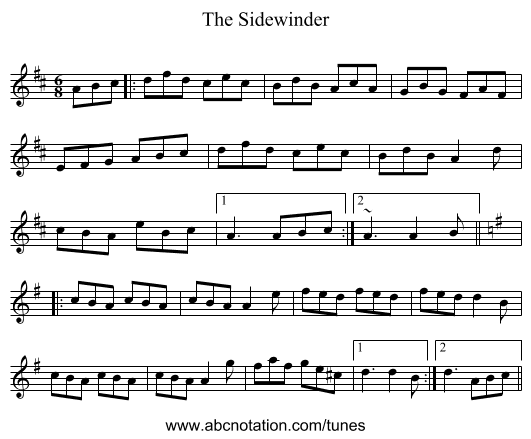 The Sidewinder - staff notation