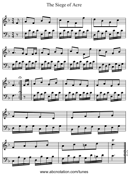 The Siege of Acre - staff notation