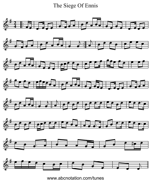 The Siege Of Ennis - staff notation