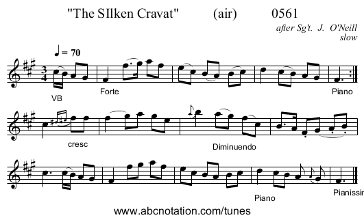The SIlken Cravat          (air)          0561 - staff notation