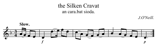 the Silken Cravat - staff notation