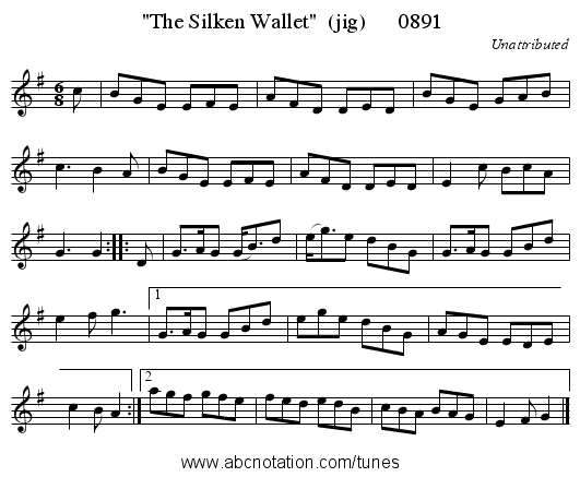 The Silken Wallet  (jig)      0891 - staff notation