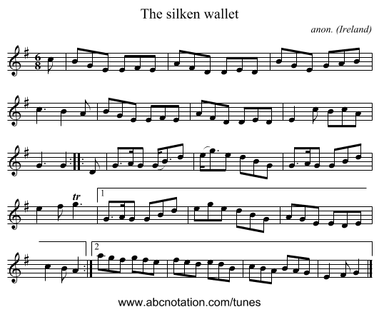 The silken wallet - staff notation