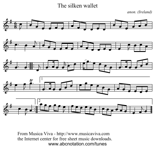 The silken wallet - staff notation