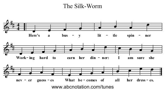The Silk-Worm - staff notation