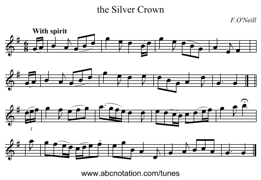 the Silver Crown - staff notation