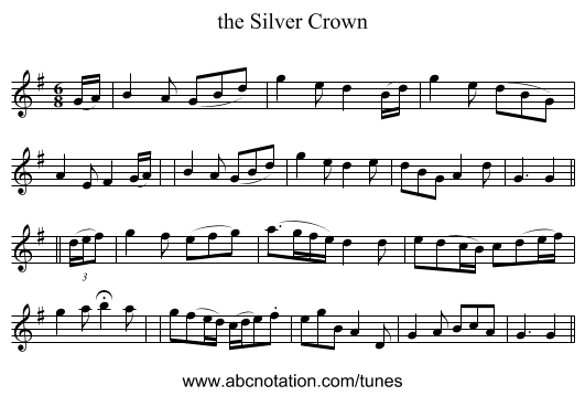 the Silver Crown - staff notation