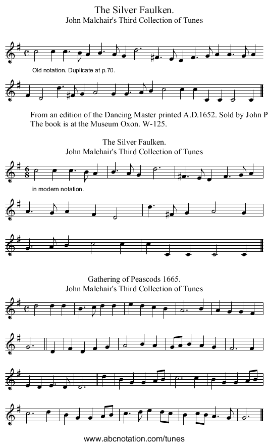 The Silver Faulken. - staff notation