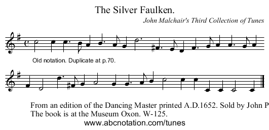 The Silver Faulken. - staff notation
