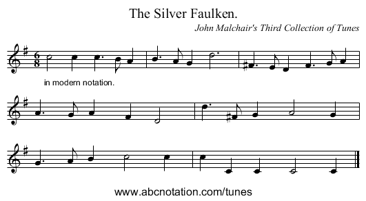 The Silver Faulken. - staff notation