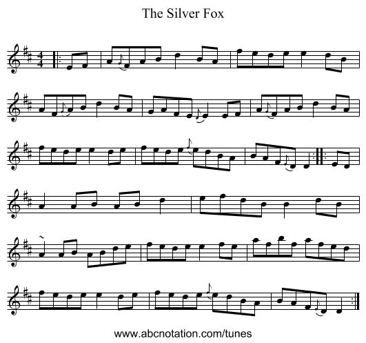 The Silver Fox - staff notation