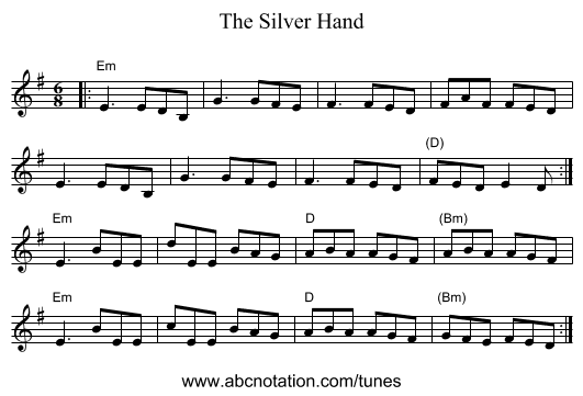 The Silver Hand - staff notation