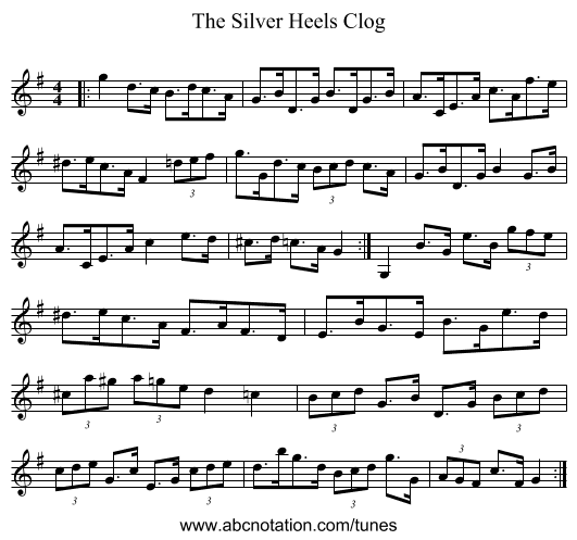 The Silver Heels Clog - staff notation