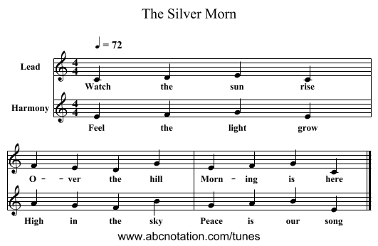 The Silver Morn - staff notation