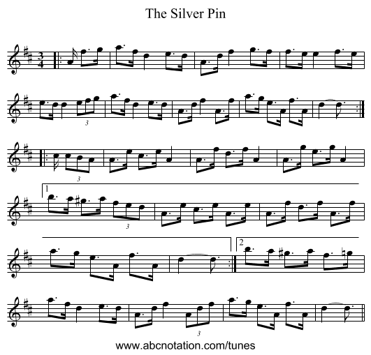The Silver Pin - staff notation