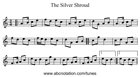 The Silver Shroud - staff notation