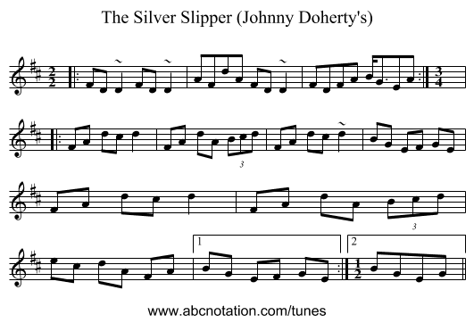 The Silver Slipper (Johnny Doherty's) - staff notation