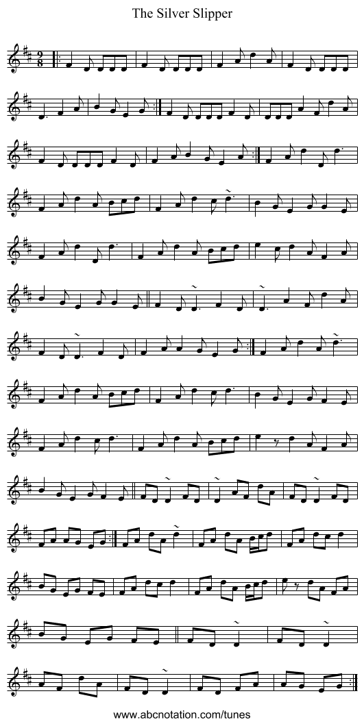 The Silver Slipper - staff notation