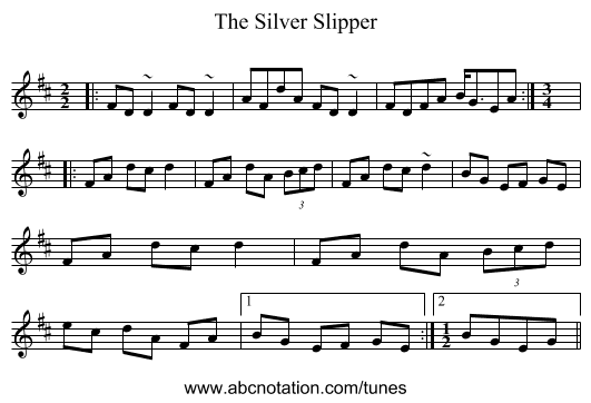 The Silver Slipper - staff notation
