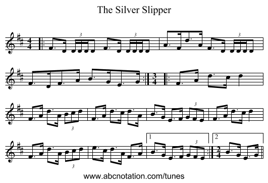 The Silver Slipper - staff notation