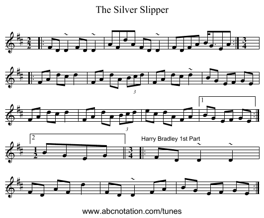 The Silver Slipper - staff notation