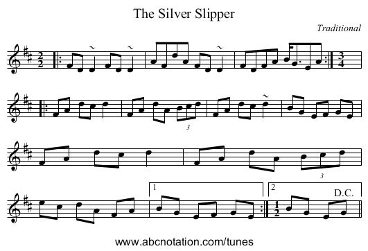The Silver Slipper - staff notation