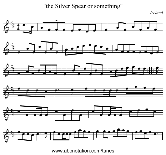 the Silver Spear or something - staff notation