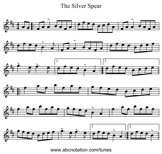 The Silver Spear - staff notation