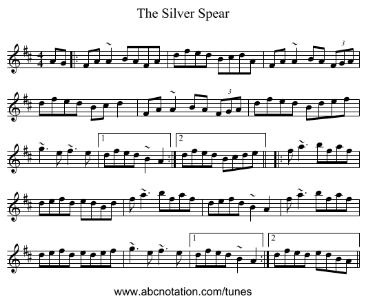 The Silver Spear - staff notation
