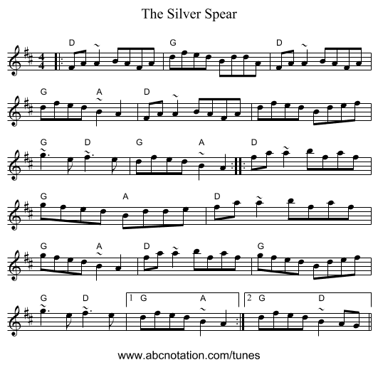 The Silver Spear - staff notation