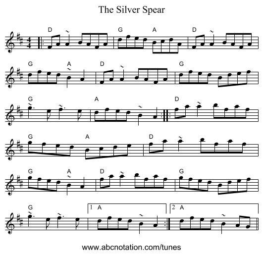 The Silver Spear - staff notation