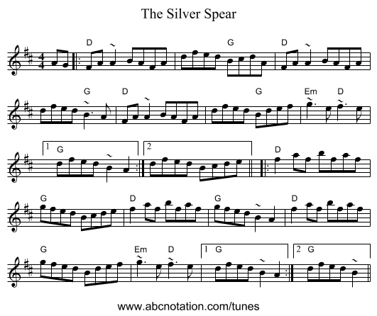 The Silver Spear - staff notation