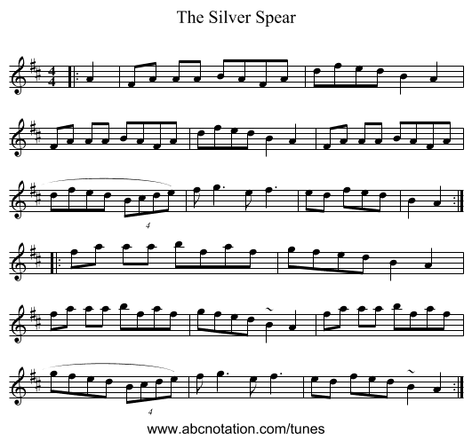 The Silver Spear - staff notation